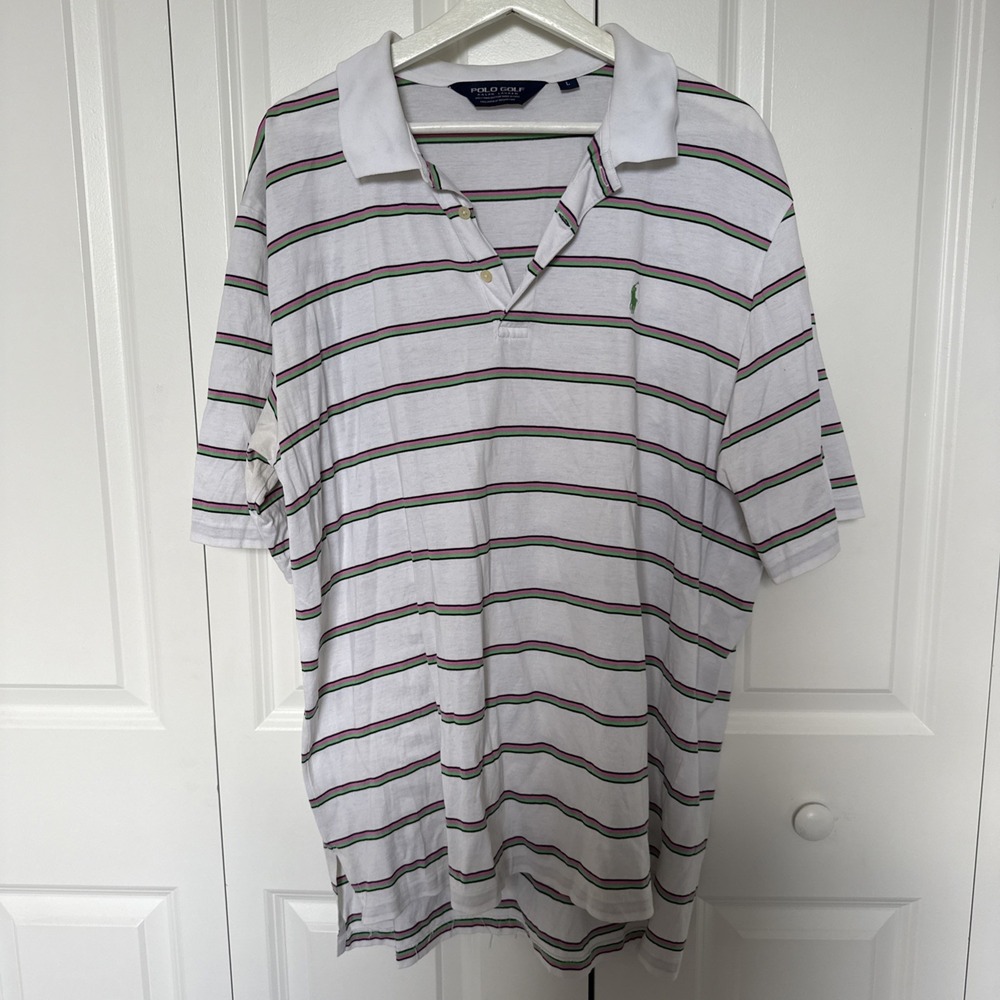 Polo Ralph Lauren‎ Golf Vintage Striped Polo Shirt Mens Size L